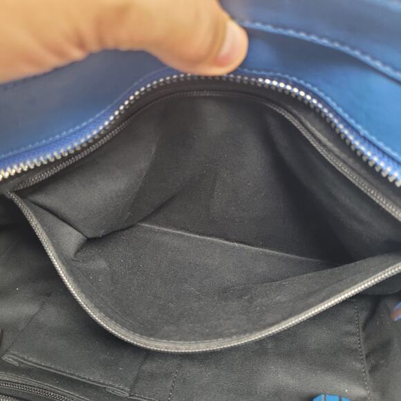 Coach Legacy Tanner Blue Purse Bag Double Handle W Satin Dust Bag Handbag Large - Picture 13 of 13